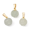 Natural Green Aventurine Pumpkin Charms with Golden Tone 304 Stainless Steel Snap on Bails PALLOY-JF02349-04-1