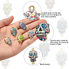 25Pcs 5 Styles Cinco de Mayo Sugar Skull Alloy Enamel Connector Charms ENAM-CJ0003-53-3