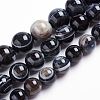 Natural Black Striped Agate/Banded Agate Beads Strands G-J359-01-4mm-1