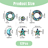 12Pcs 6 Styles Natural Abalone Shell/Paua Shell Beads SSHEL-DC0001-01-2