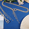2Pcs 2 Colors Brass & Iron Full Crystal Rhinestone Chain Belts with Double Rings Buckles AJEW-FG0006-30B-5