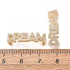 Brass Micro Pave Clear Cubic Zirconia Word DREAM Links Connector Charms KK-K002-32E-G-2