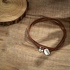 Flat Round & Oval Alloy Pendant Suede Cord Multi-Layer Choker Necklaces for Women FS-WG2F217-02-1