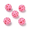 Valentine's Day Spray Painted & Printed Wood European Beads WOOD-L023-03L-1