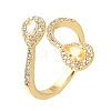 Teardrop Rack Plating Brass Micro Pave Cubic Zirconia Open Cuff Rings for Women RJEW-M022-34G-1