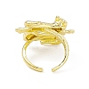 Rack Plating Brass Double Cat Open Cuff Ring for Women RJEW-I091-20G-3