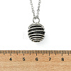 Round Natural Lava Rock Spring Wire Bead Cage Pendant 304 Stainless Steel Cable Chain Necklaces for Women NJEW-JN06159-4