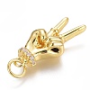 Brass Micro Pave Clear Cubic Zirconia ASL Pendants X-ZIRC-Z008-32G-3