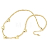 Brass Round Heart Beaded Necklaces NJEW-Z120-01G-4