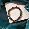 Natural Dyed & Heated Chalcedony Imitation Tourmaline Beaded Stretch Bracelets for Women Men BJEW-F483-03-1-1