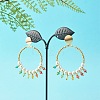 Round Shell Pearl Beads & Glass Beads Big Ring Dangle Stud Earrings X1-EJEW-TA00013-2