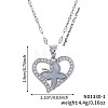 Elegant Brass Clear Cubic Zirconia Hollow Design Butterfly Heart Pendant Necklaces for Women XC3583-6