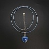 Natural Gemstone Heart Pendant Colorful Glass Seed Beads Beaded Necklaces for Women VA8487-6-2