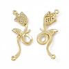 Brass Micro Pave Clear Cubic Zirconia Connector Charms KK-E068-VC018-1