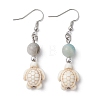Synthetic Turquoise & Natural Flower Amazonite Dangle Earrings with Brass Pins for Women EJEW-JE05316-2