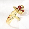 Glass Cuff Open Rings RJEW-P178-01E-G-2