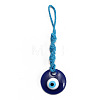 Flat Round with Evil Eye Resin Pendant Decorations EVIL-PW0002-12E-08-1