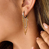 304 Stainless Steel Two Tone Chain Tassel Hoop Earrings FS-WG79814-02-2