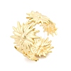 Flower Brass Cuff Rings for Women RJEW-B119-14G-03-4