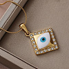 Trendy Cartoon 304 Stainless Steel Enamel White Evil Eye Rhombus Pendant Necklaces for Women MQ6271-2