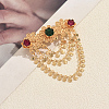 Vintage Brass Micro Pave Cubic Zirconia Hanging Chain Brooch Pins TB1615-1
