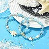 Natural Weathered Agate & Synthetic Turquoise Beaded Stretch Bracelets Set for Women Men BJEW-JB13760-02-1