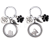 2Pcs 2 Styles 304 Stainless Steel & Glass & Alloy Enamel & 201 Stainless Steel Locket Pendant Keychains KEYC-DR00025-1