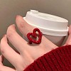 Hollow Heart Alloy Enamel Cuff Rings for Women WGE5648-02-1