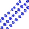 Ion Plating(IP) 304 Stainless Steel & Faceted Transparent Glass Handmade Beads Chain CHS-H028-02G-1