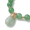 Natural Green Aventurine Stretch Bracelets with Teardrop Charms for Women BJEW-JB10110-02-3