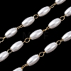 304 Stainless Steel & ABS Plastic Pearl Barrel Bead Cable Chains CHS-G048-06G-1