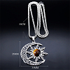 Gothic Moon Sun 201 Stainless Steel Pave Natural Tiger Eye Pendant Necklaces for Women FS-WG56BEB-01-2