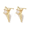 Brass with Clear Cubic Zirconia Stud Earring Findings KK-G499-01G-2