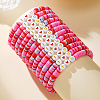 12Pcs Valentine's Day Polymer Clay & Acrylic Beaded Stretch Bracelets Set for Women FS-WG6B295-06-1