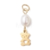 Natural Cultured Freshwater Pearl Rice with 304 Stainless Steel Pendants PALLOY-JF04791-3