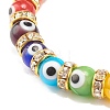Colorful Evil Eye Lampwork Beaded Stretch Bracelet with Crystal Rhinestone for Women BJEW-JB07872-01-4