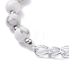 Natural Mixed Stone Round Beaded Bracelets Set with Curb Chain for Men Women BJEW-TA00048-5