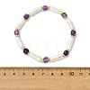 Natural Amethyst & Cultured Freshwater Pearl Beaded Bracelets BJEW-JB14045-03-4