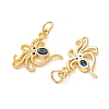 Brass Micro Pave Marine Blue Cubic Zirconia Pendants CU-E003-18G-24-2