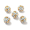 Round with Evil Eye Brass Enamel Pendants KK-G419-15G-05-1