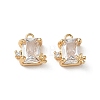 Brass Micro Pave Clear Cubic Zirconia Charms KK-P355-11G-1