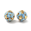 Round with Evil Eye Brass Enamel Pendants KK-G419-15G-02-2