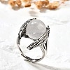 Natural Quartz Crystal Wings Adjustable Rings RJEW-K241-04AS-07-3