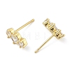 Brass Micro Pave Clear Cubic Zirconia Stud Earrings EJEW-R016-26G-15-4