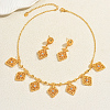 Vintage Ethnic Style Alloy Zircon Hollow Floral Filigree Charm Necklace & Stud Earring Sets for Women JI8843-5