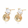 Brass Micro Pave Clear Cubic Zirconia Stud Earring Findings X-KK-T056-122G-NF-3