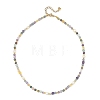Faceted Natural Fluorite and Pearl Beaded Necklaces NJEW-JN06644-2