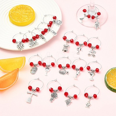 40Pcs 20 Style Glass Wine Glass Charms AJEW-CJ00015-1