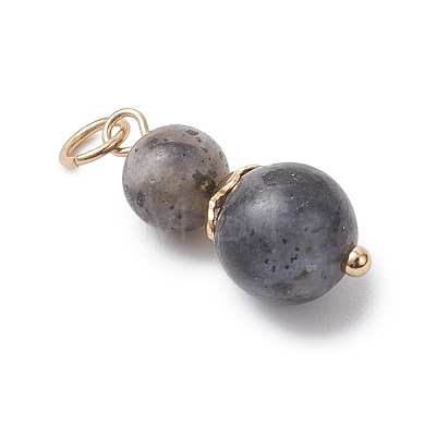 3Pcs 3 Styles Natural Lava Rock & Larvikite & Golden Sheen Obsidian Round Beaded Pendants PALLOY-JF04701-07-1