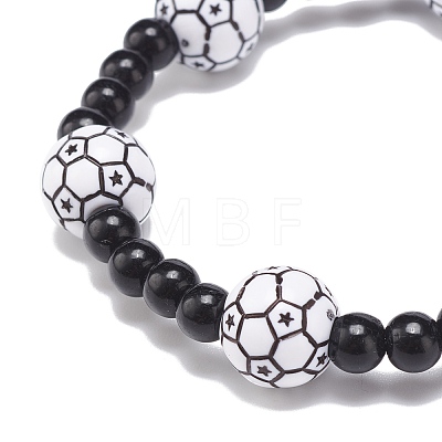 Sport Theme Acrylic Beaded Stretch Bracelet for Men Women BJEW-JB08549-1